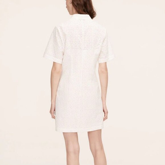 Rebecca Taylor Lea Eyelet Mini Shirt Dress Size 0 Full Moon White - Picture 2 of 6